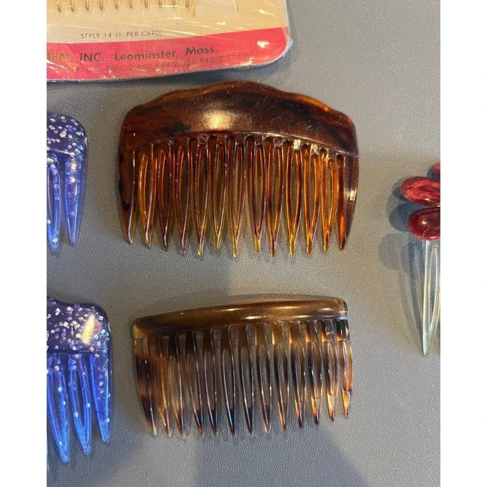 Mixed Lot of Vintage 1980s Plastic Side Hair‎ Combs, GOODY Glitter & Flowers